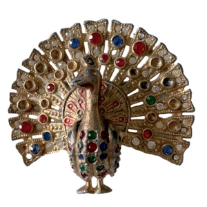 Vintage Art Deco Peacock Rhinestone Brooch